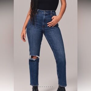Abercrombie ultra high rise ankle straight jeans dark